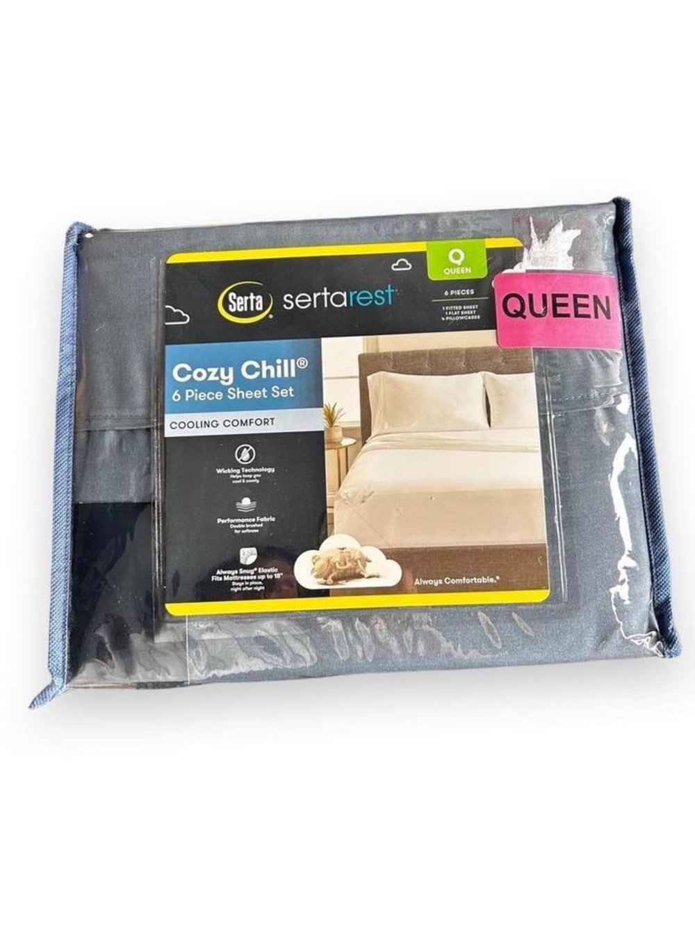 Serta Cozy Chill 6 Piece Sheet Set - Queen Dark Blue